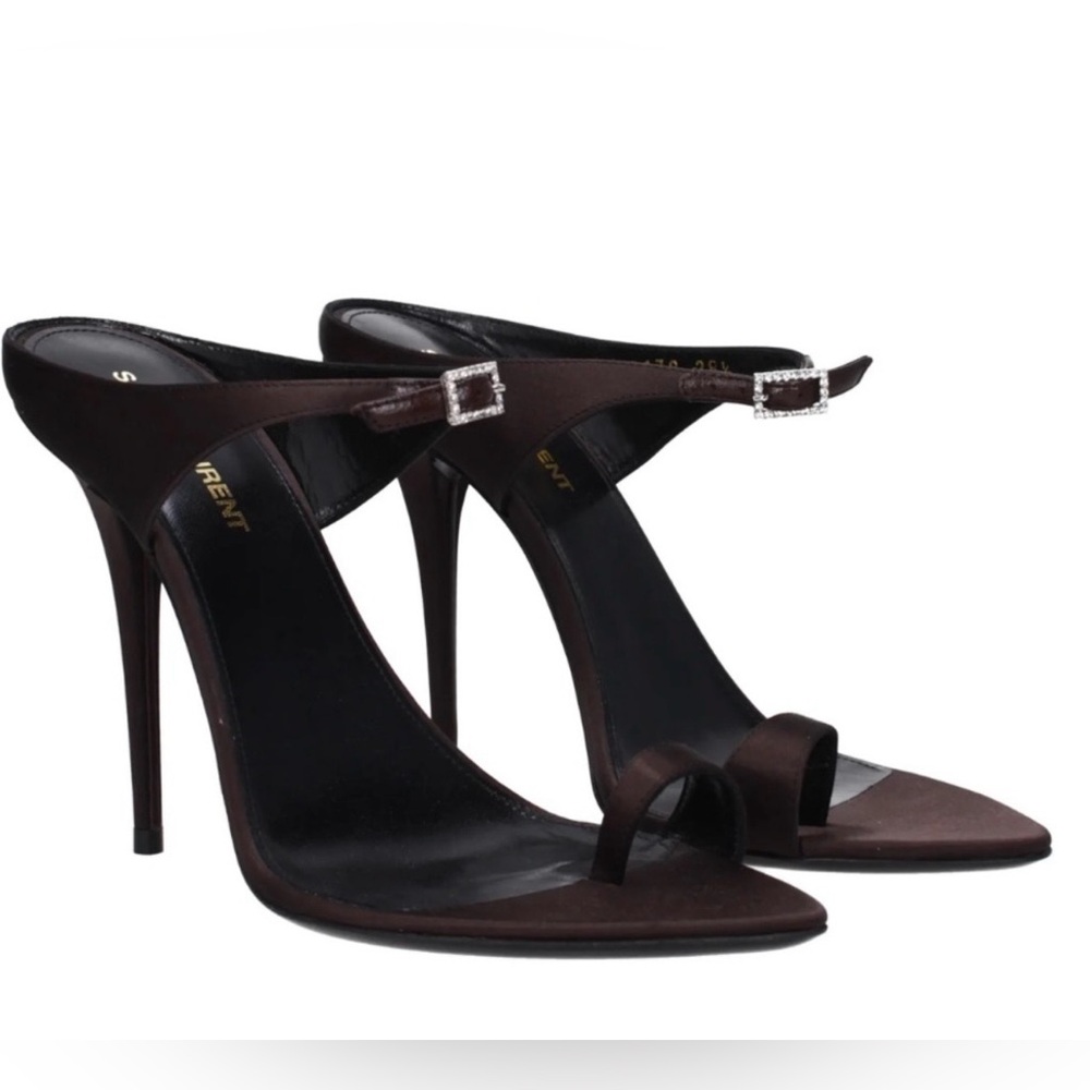 SAINT LAURENT Dive 110 Satin Mules – Size 37 – Brand New, Full Set - Picture 7 of 16